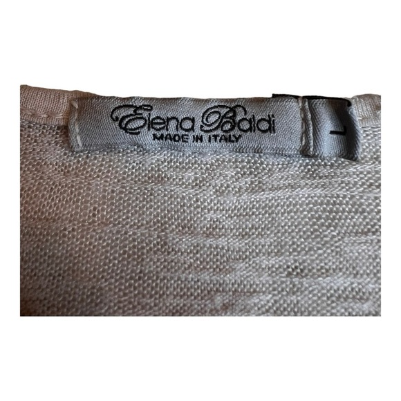 Elena Baldi Oat Sheer Cardigan with Contrasting Silky Hem Made in Italy Size L - Picture 3 of 12